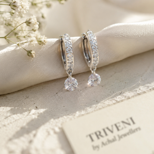 Crystal Drop Hoop Earrings