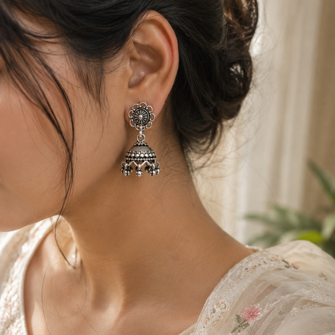 Noor Antique Oxidized Jhumki