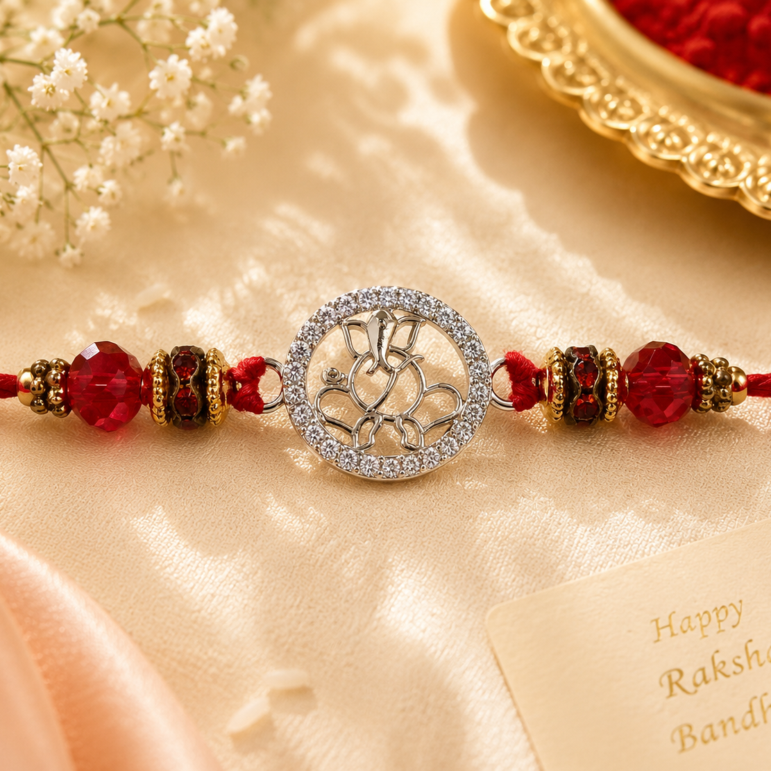 Lord Ganesha Silver Rakhi