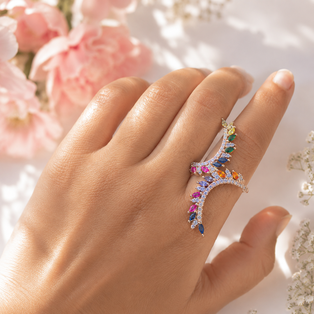 Peacock Crystal Ring