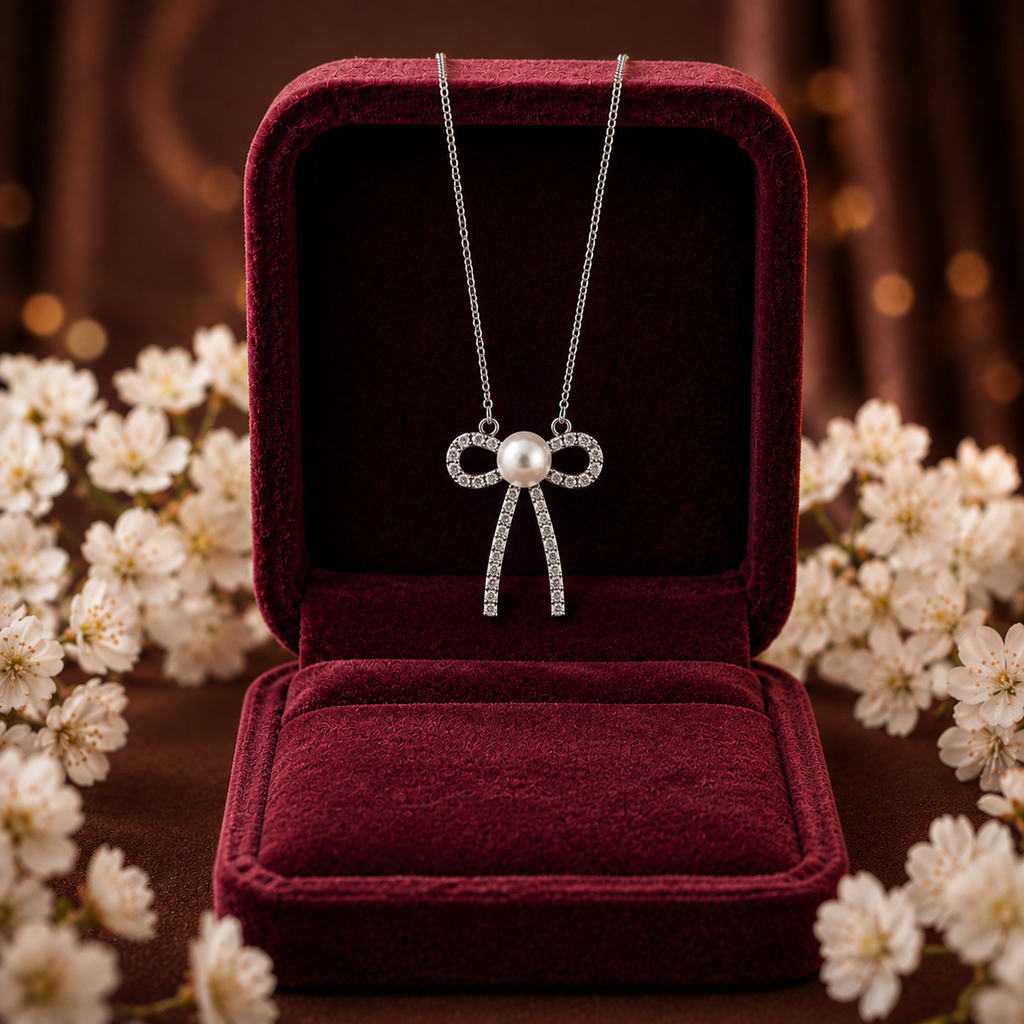 Pearl Bow Pendant Necklace