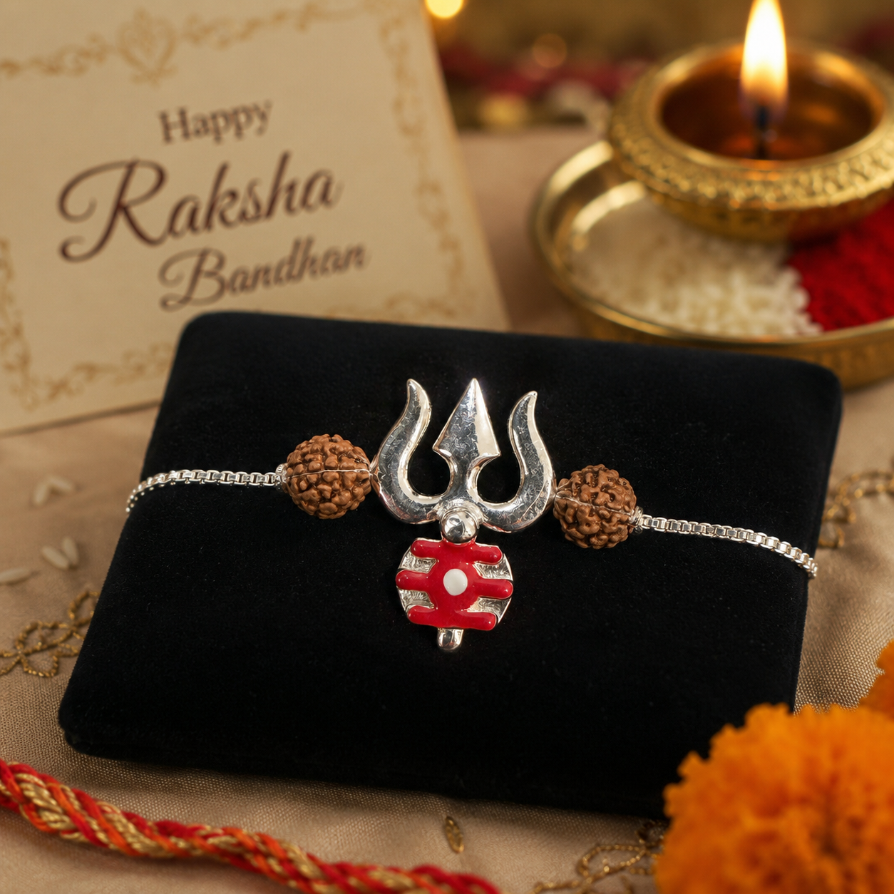 Trishool Silver Rakhi