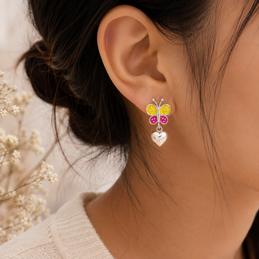 Butterfly Heart Drop Stud