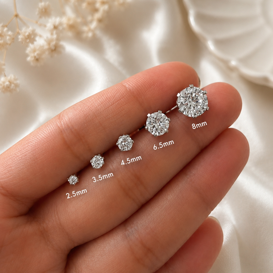 Clear Silver Studs