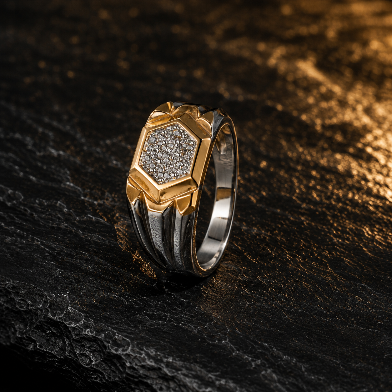 Hexagonal Gold Ring