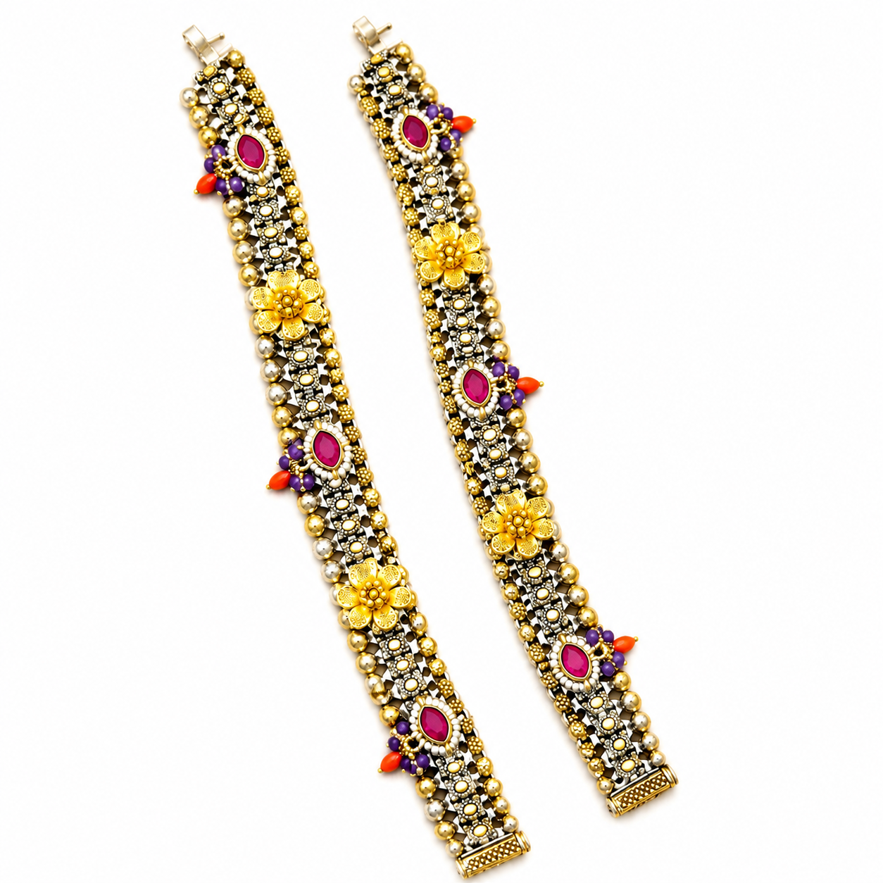 Royal Floral Oxidized Payal