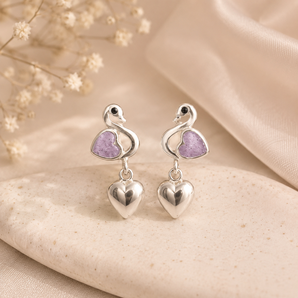 Swan Heart Silver Stud