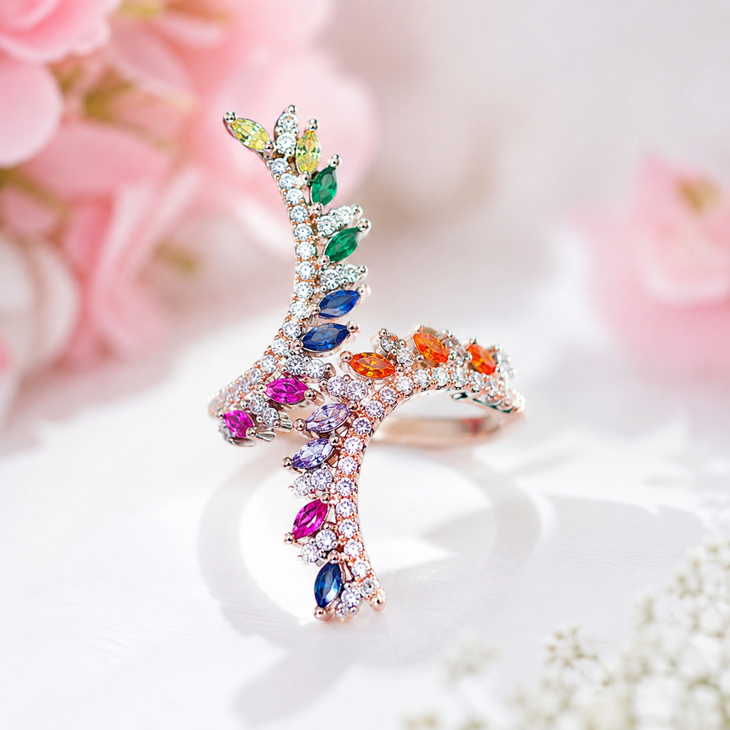 Peacock Crystal Ring