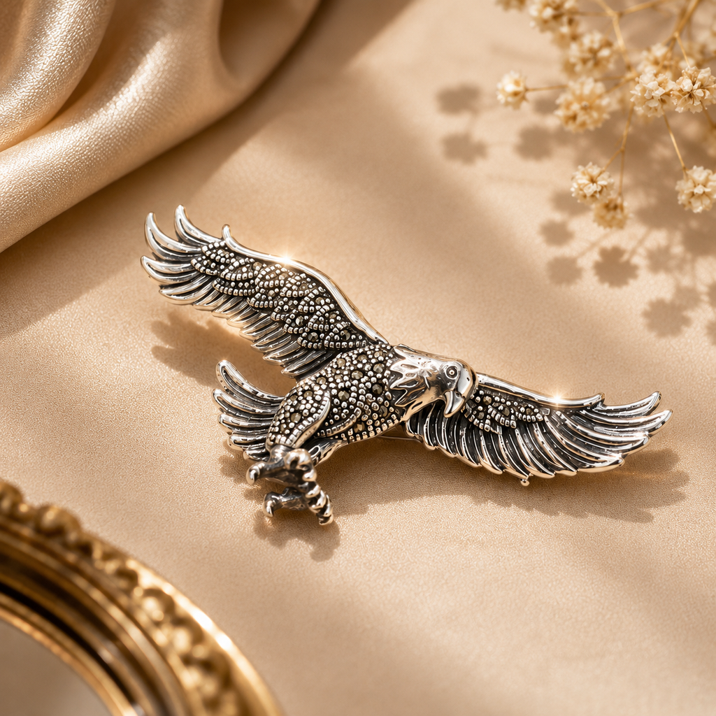 Silver Falcon Brooch