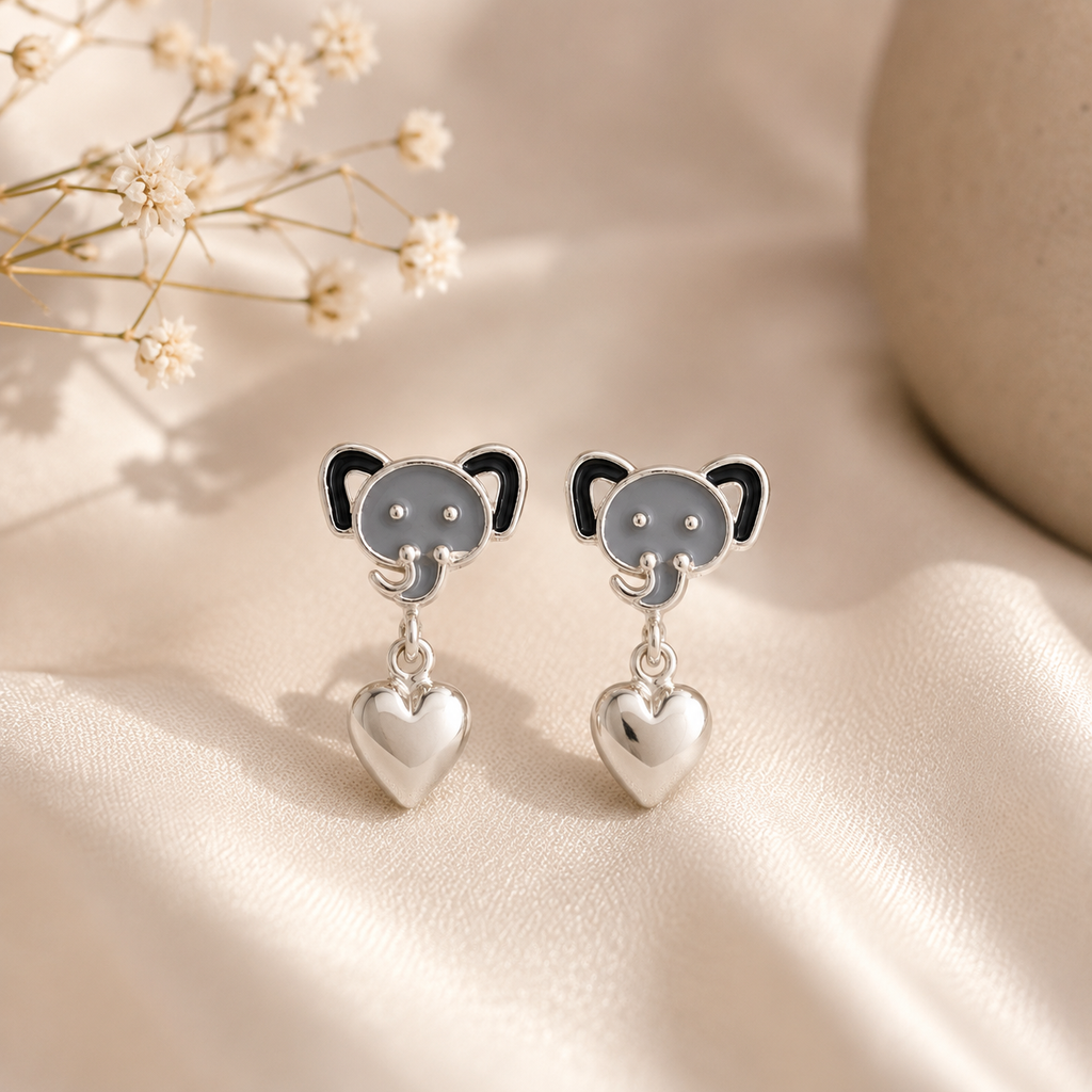 Elephant Love Silver Stud