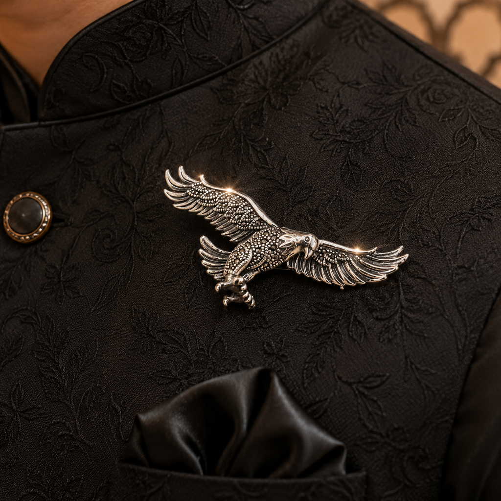 Silver Falcon Brooch