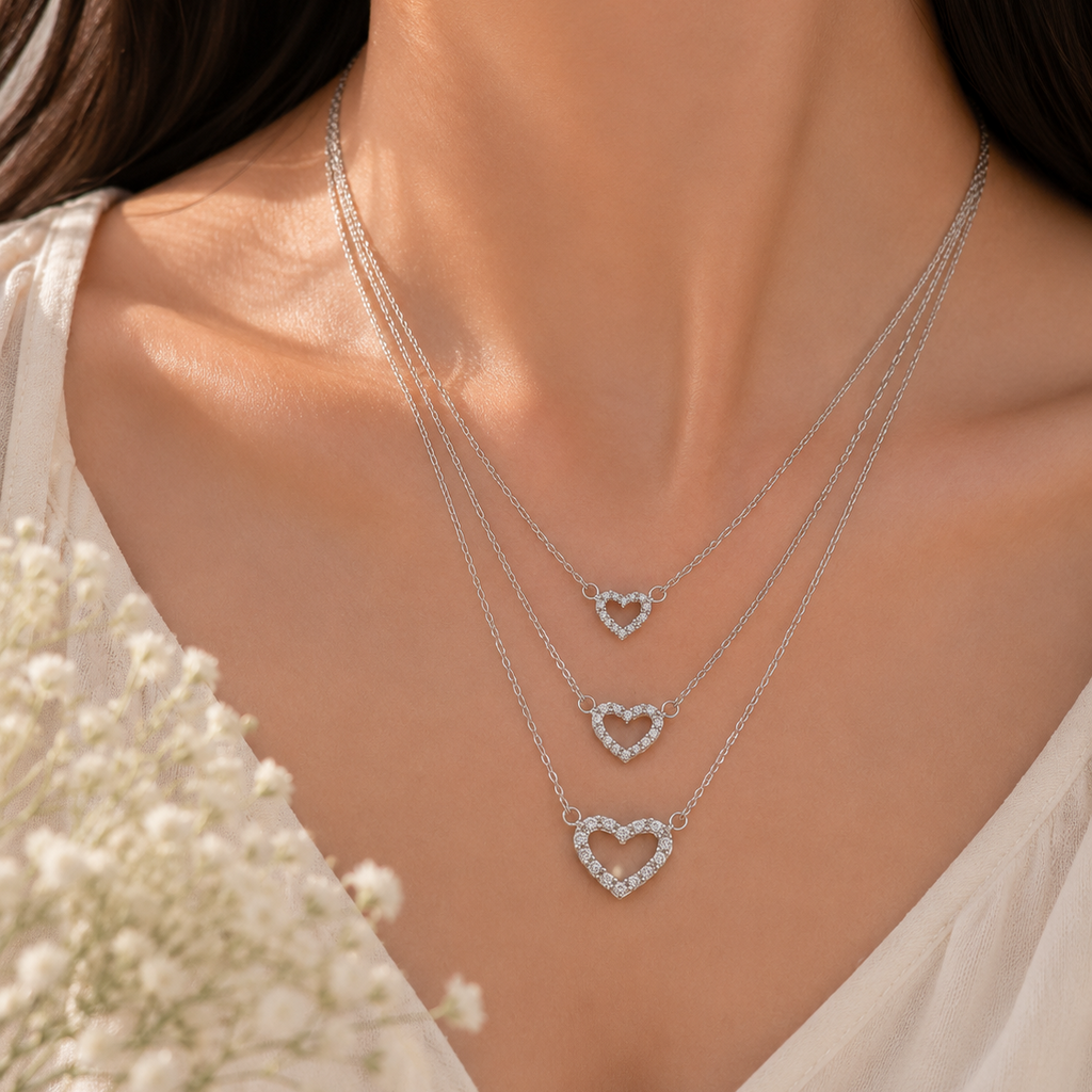 Triple Layered Heart Necklace
