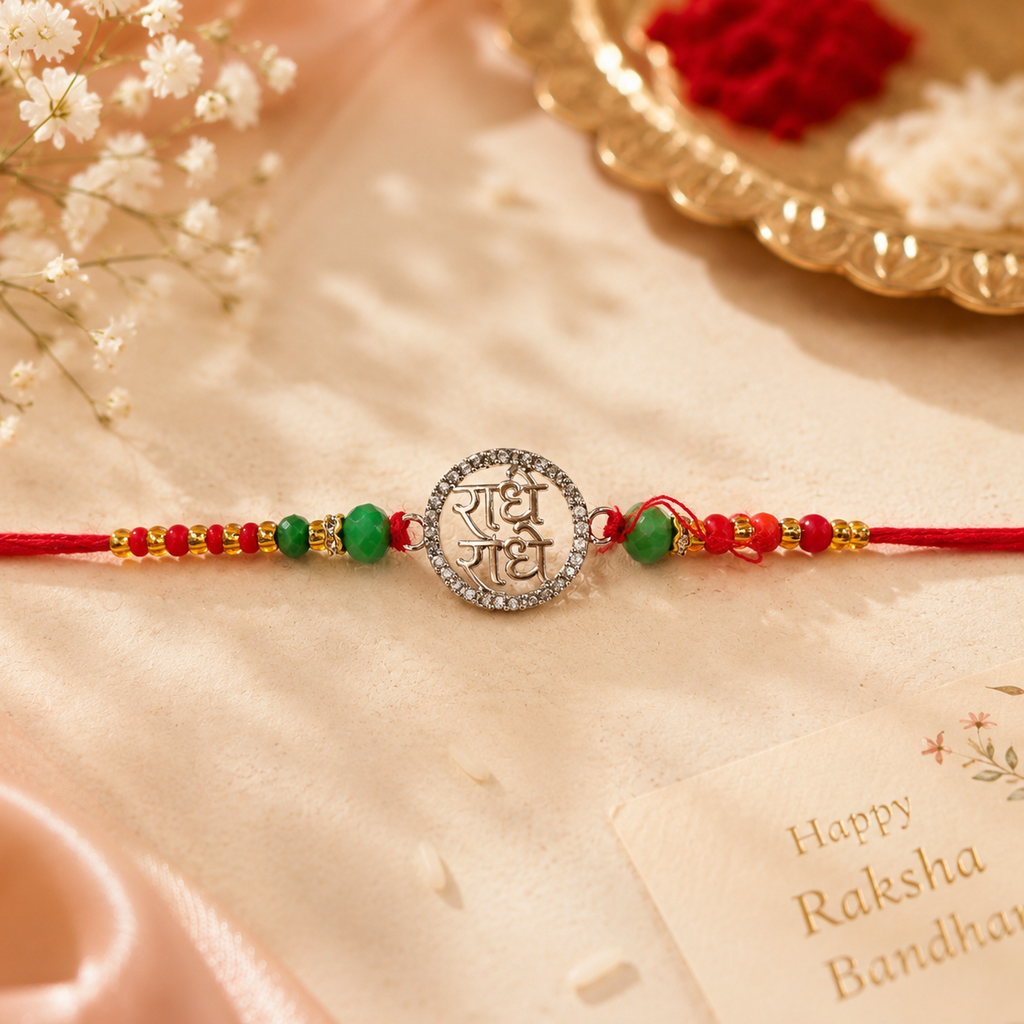 Radhe Radhe Silver Rakhi