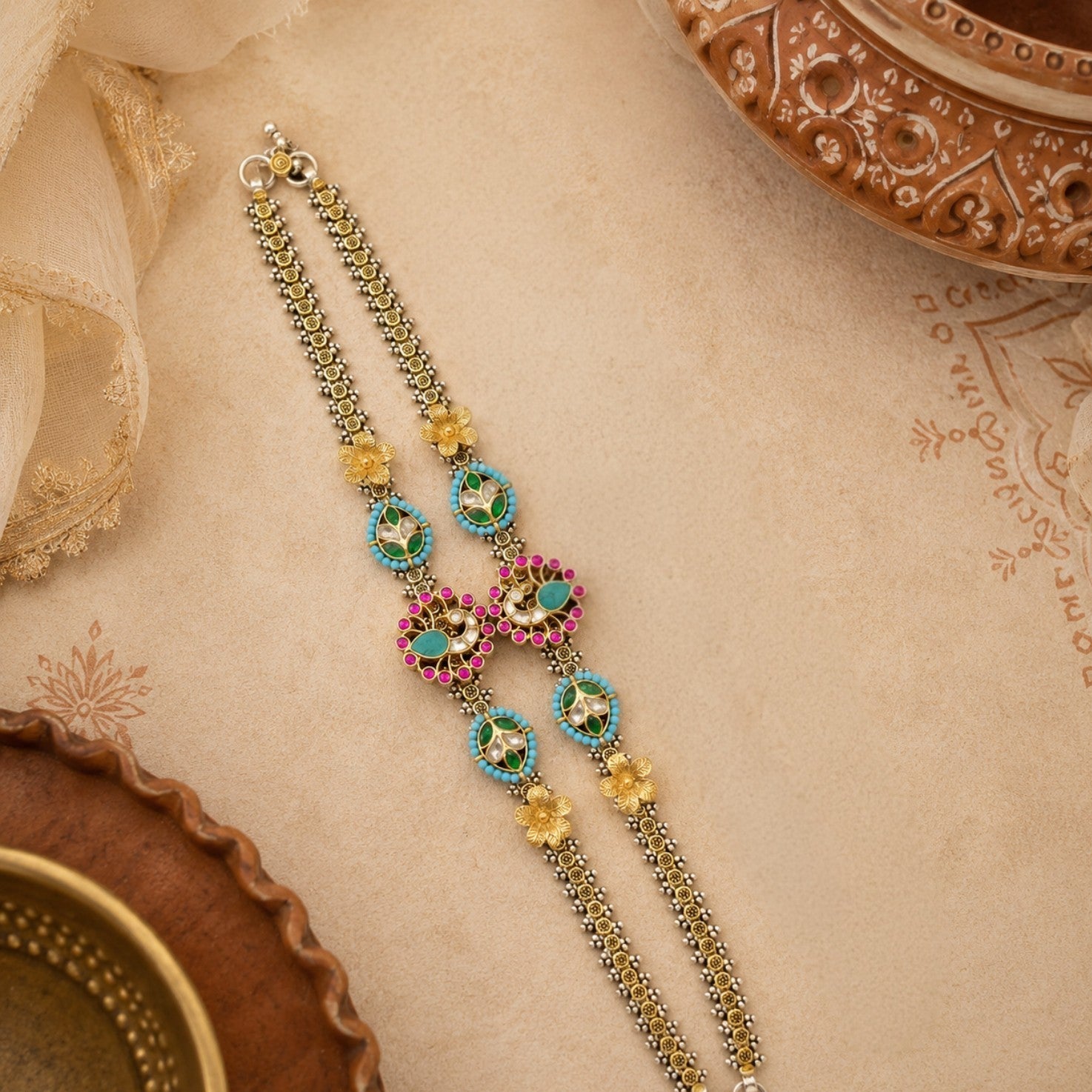 Royal Kundan Floral Payal