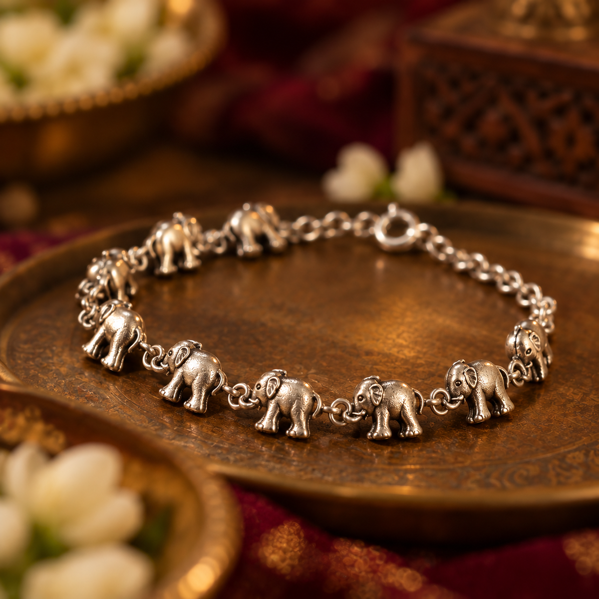 Elephant Heritage Silver Bracelet 32 gm
