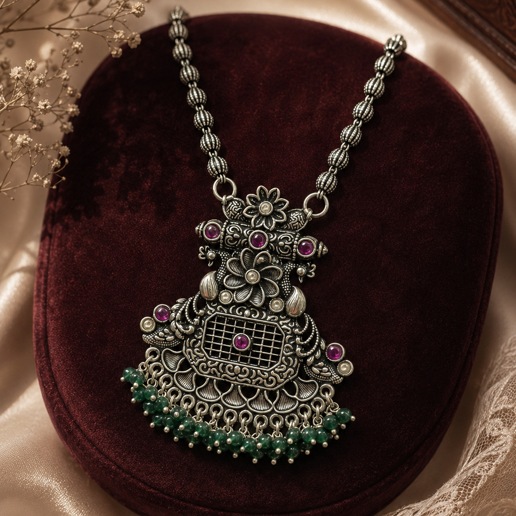 Vintage Temple Pendant Necklace
