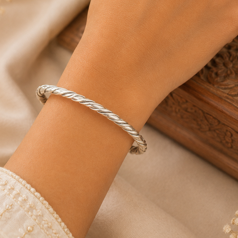 Twisted Rope Silver Kada