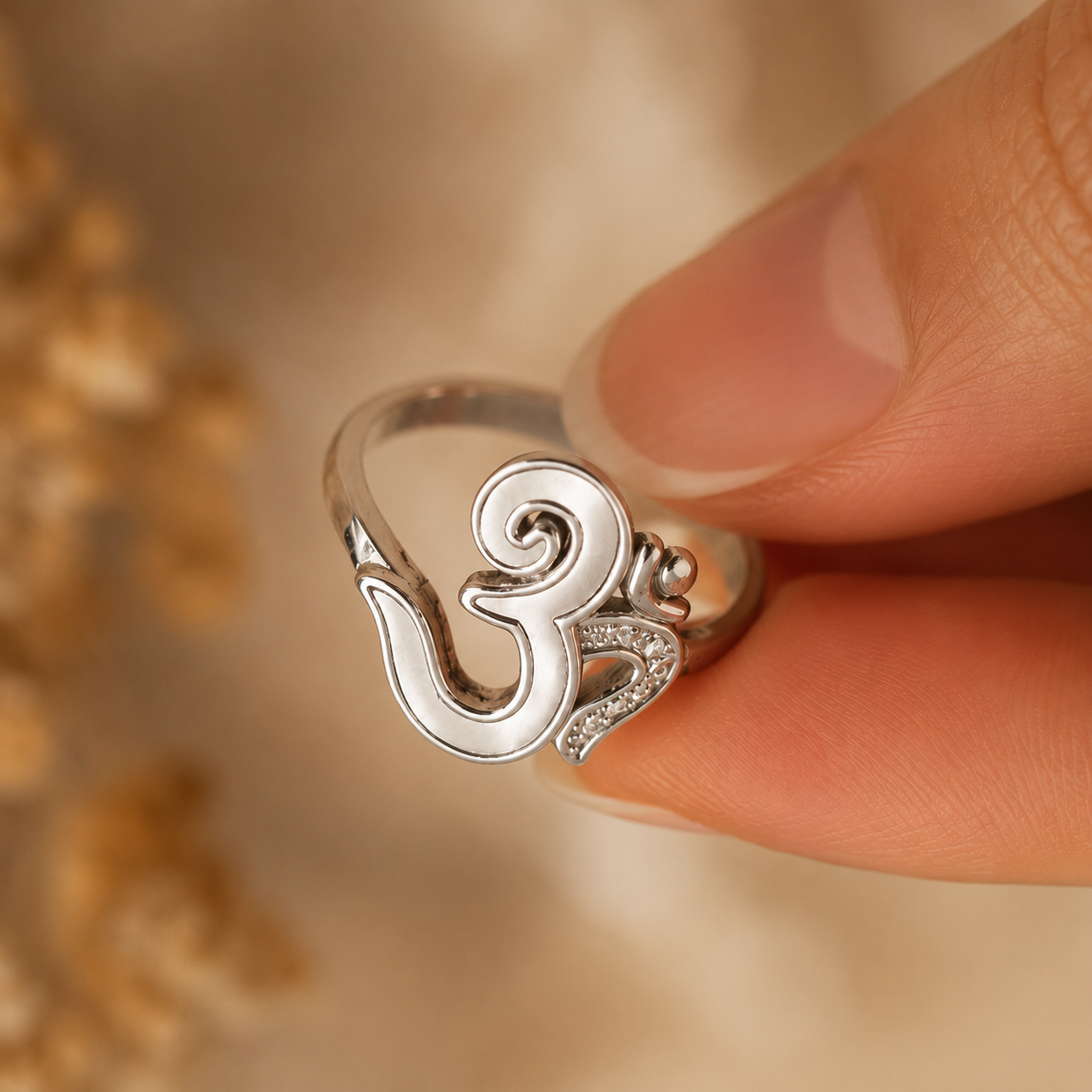 Divine Om Silver Ring