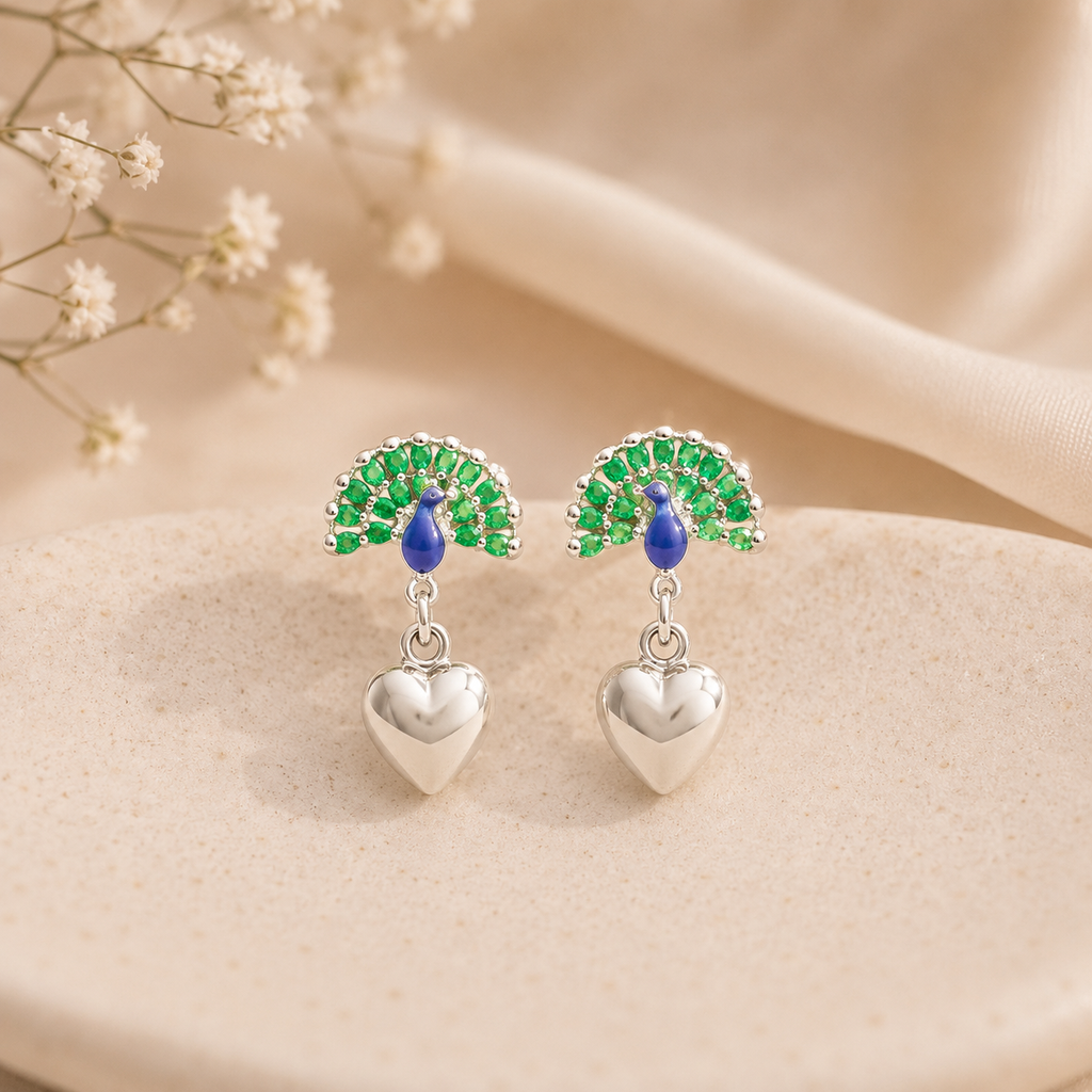 Peacock Silver Stud