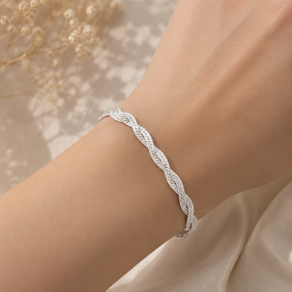 Silver Wave Mesh Bracelet