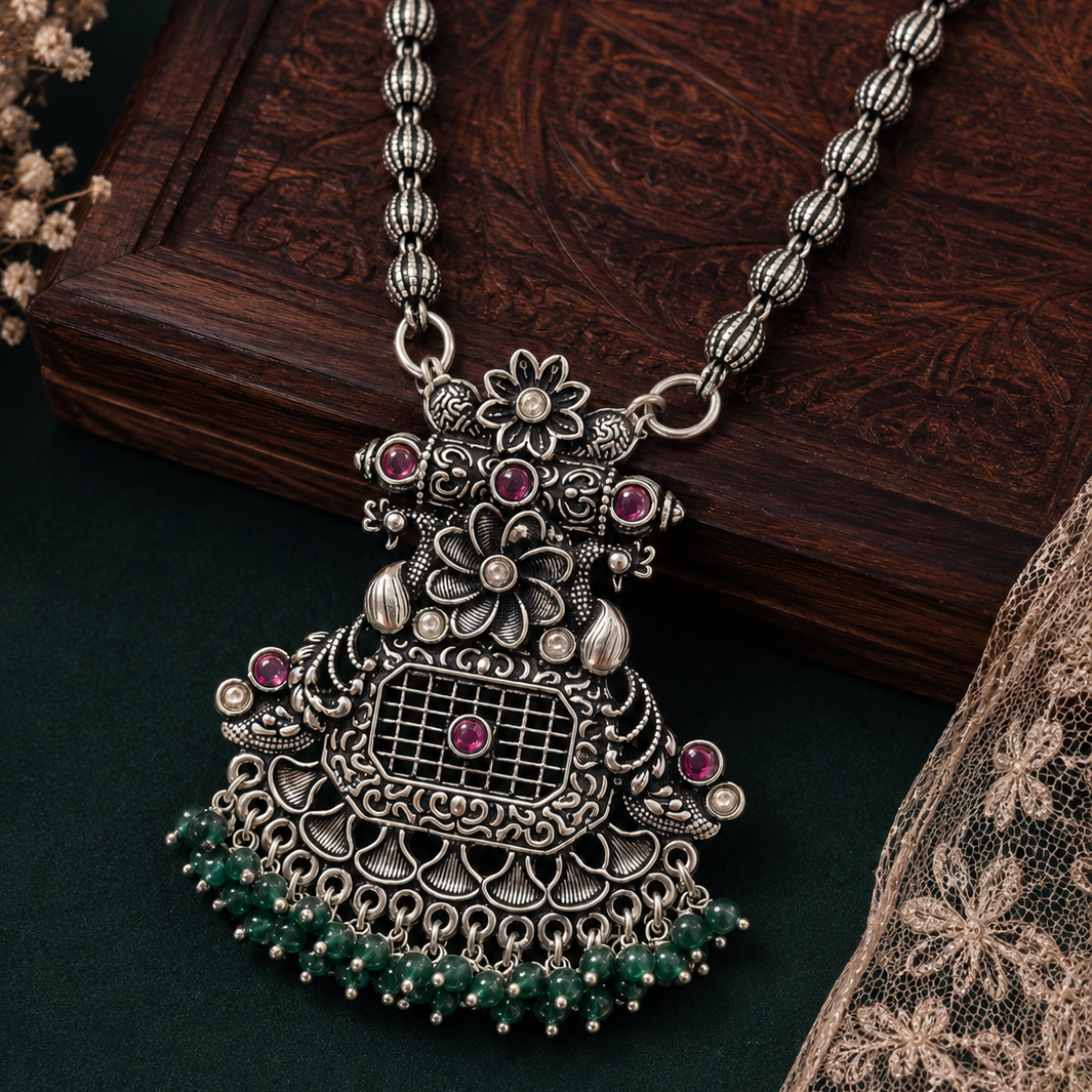 Vintage Temple Pendant Necklace