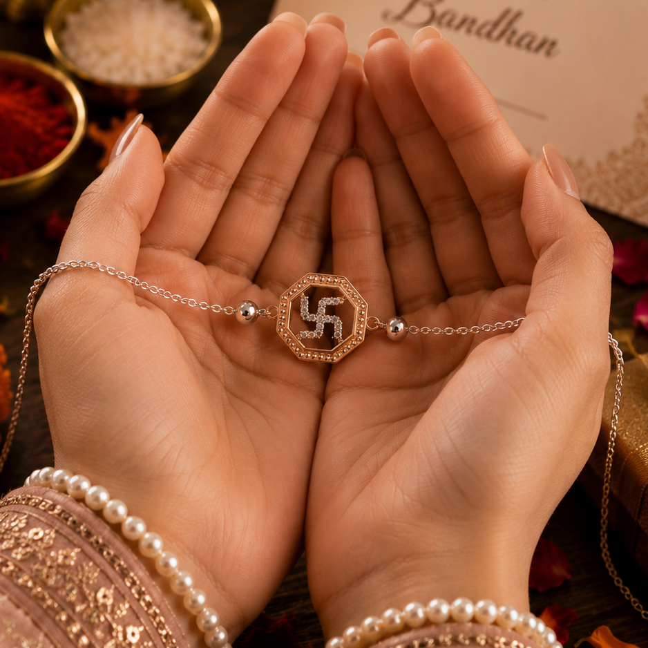Swastik Silver Rakhi