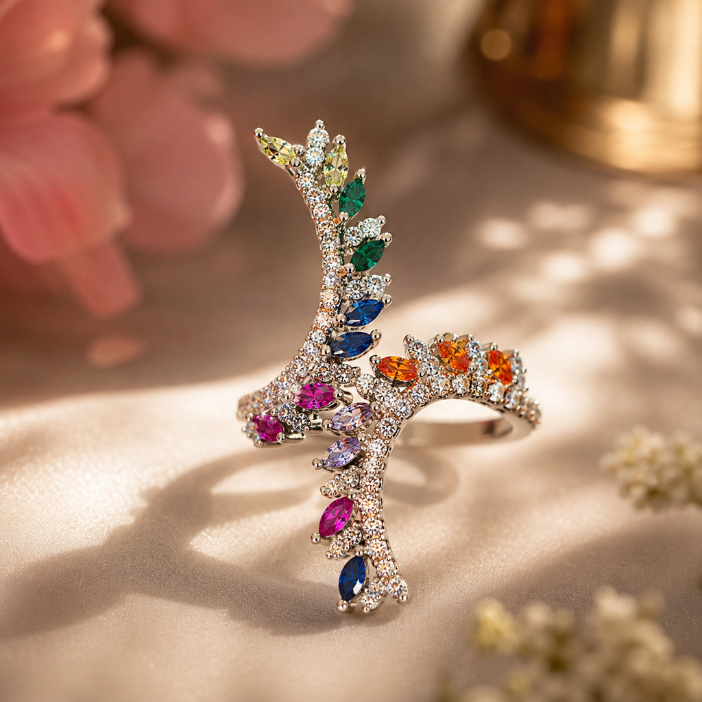 Peacock Crystal Ring