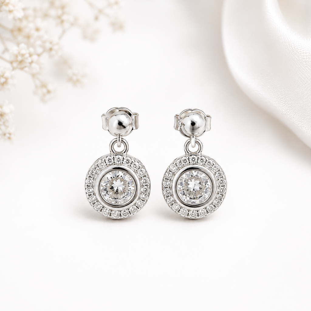 Crystal Halo Drop Earrings