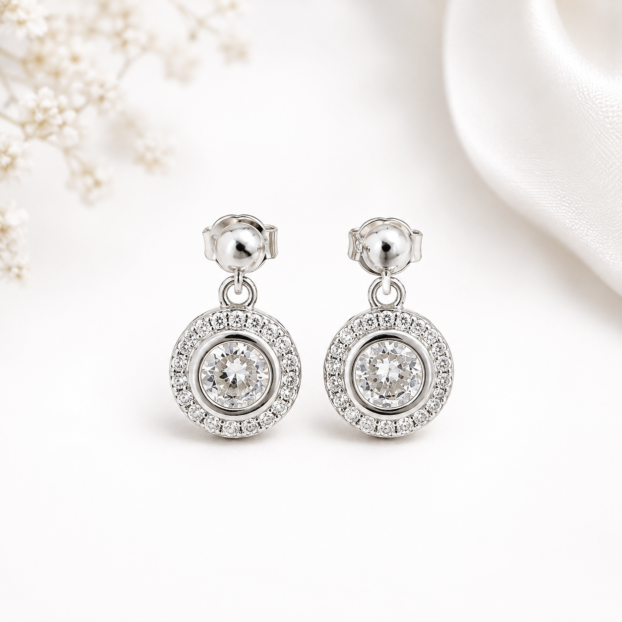 Crystal Halo Drop Earrings