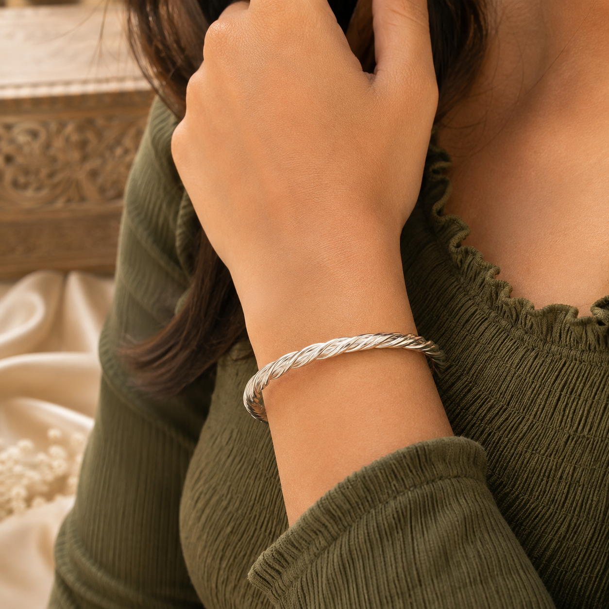 Twisted Rope Silver Kada