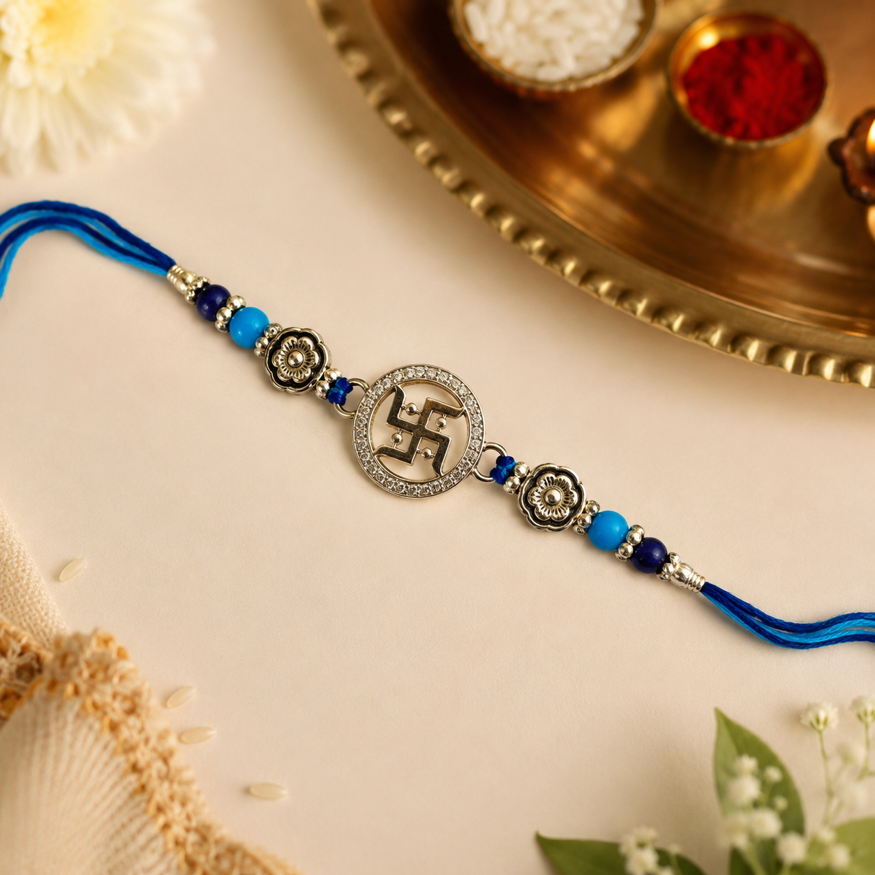 Swastik 925 Silver Rakhi