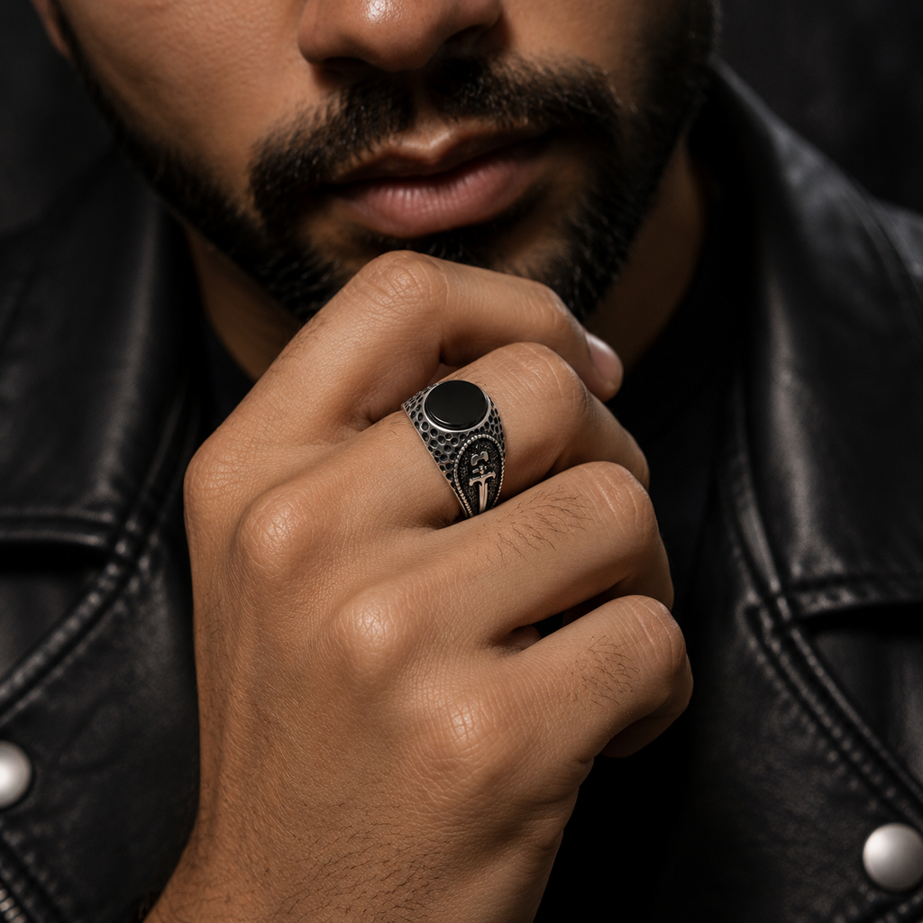 Sleek Black Stone Ring