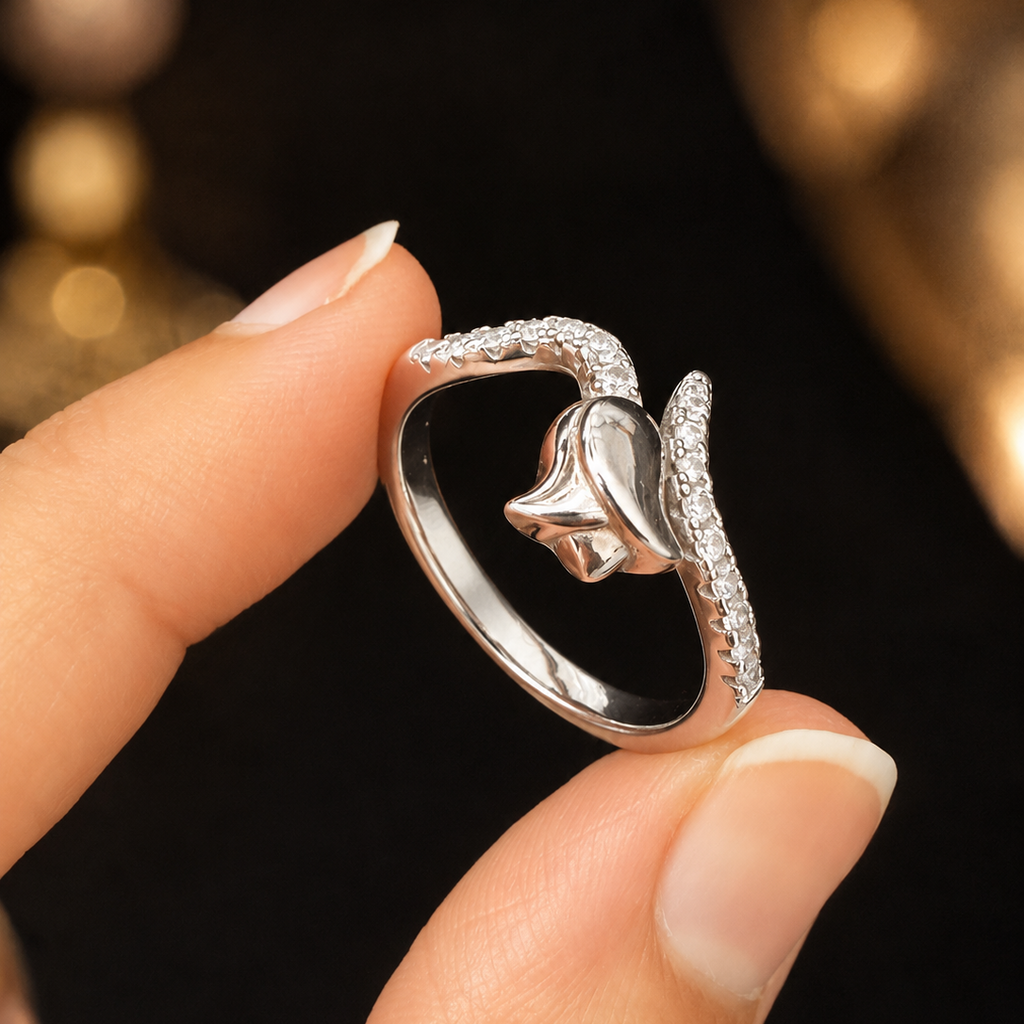Elegant Pave Heart Ring